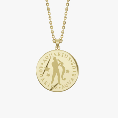 Aquarius Birth Month Gold Pendant
